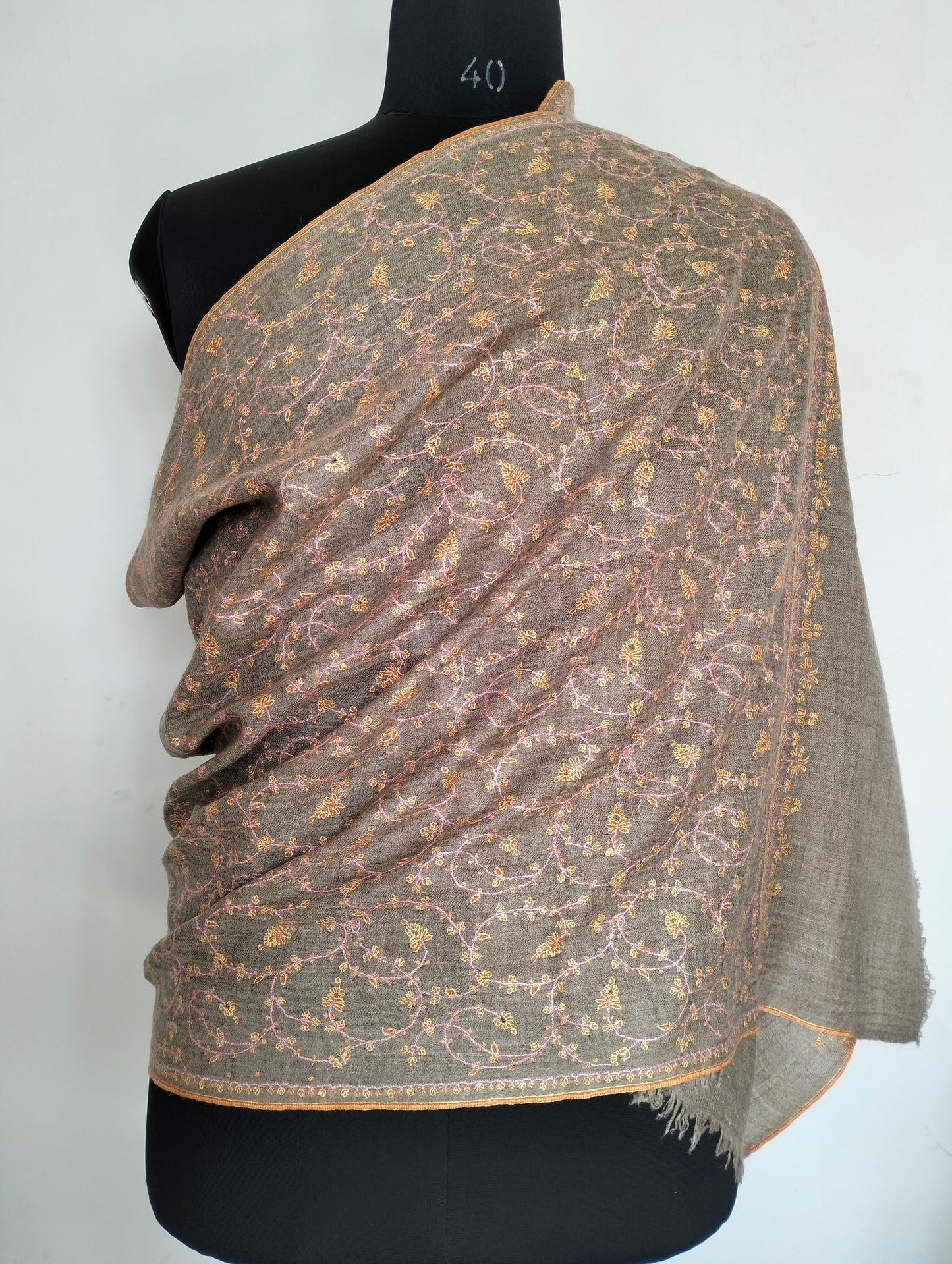 Handmade Needle work sozni embroidered Kashmir women shawl, weddingShawl, Valentine's gift, anniversarygift, cashmere Shawl, Natural pashmina scarf