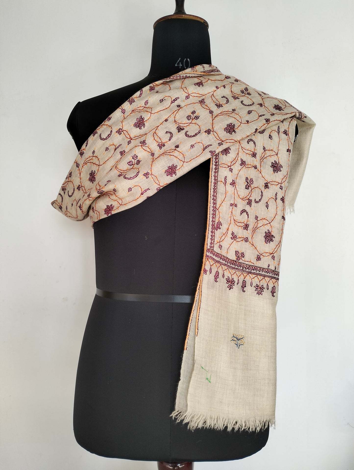 Handmade Needle work sozni embroidered Kashmir women shawl, weddingShawl, Valentine's gift, anniversarygift, cashmere Shawl, Natural pashmina scarf