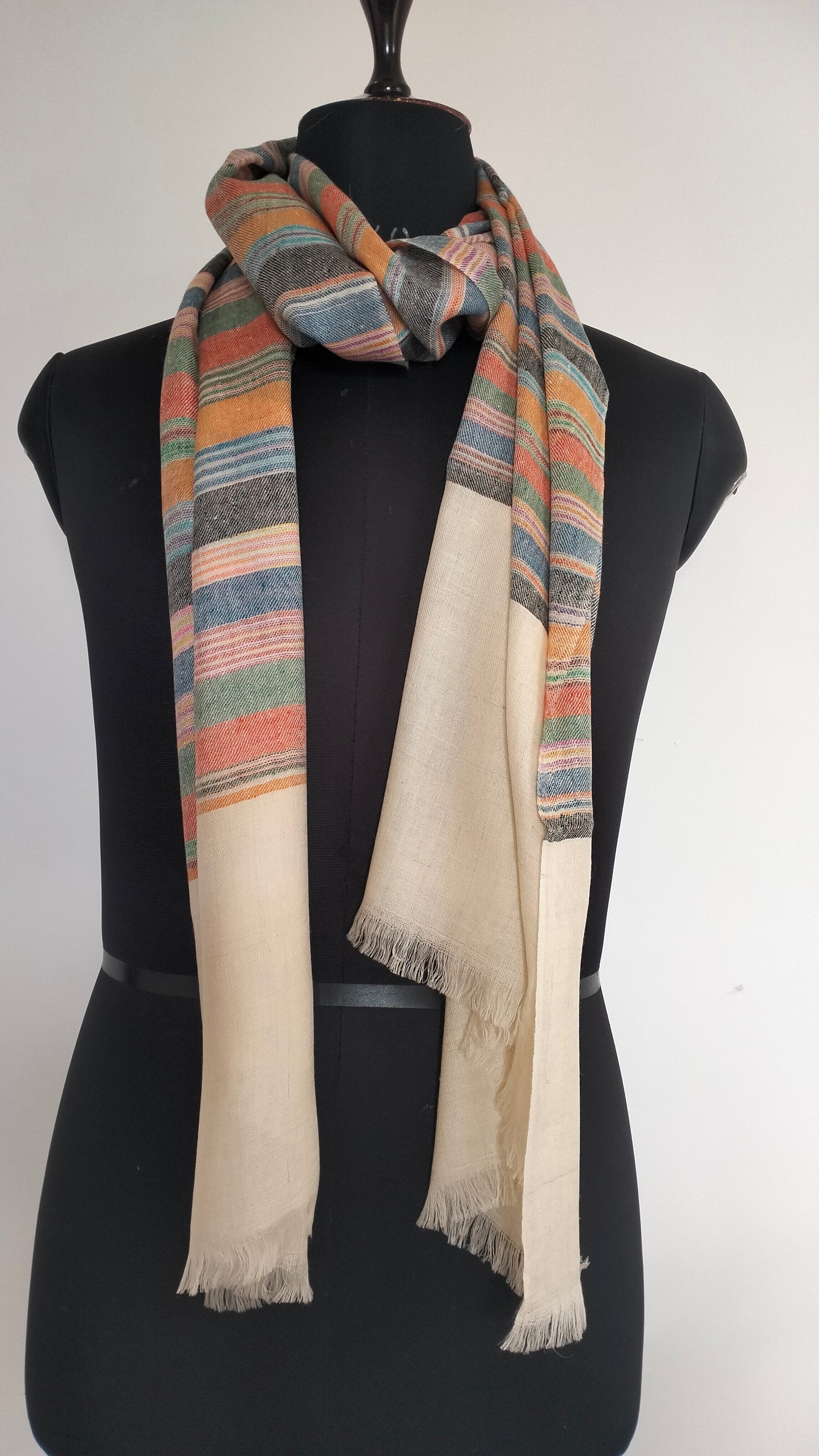 Handwoven 100% pure kashmir pashmina ikat tie and dye style modern fashion accessory, Best Gift idea, summer scarf, super soft shawl