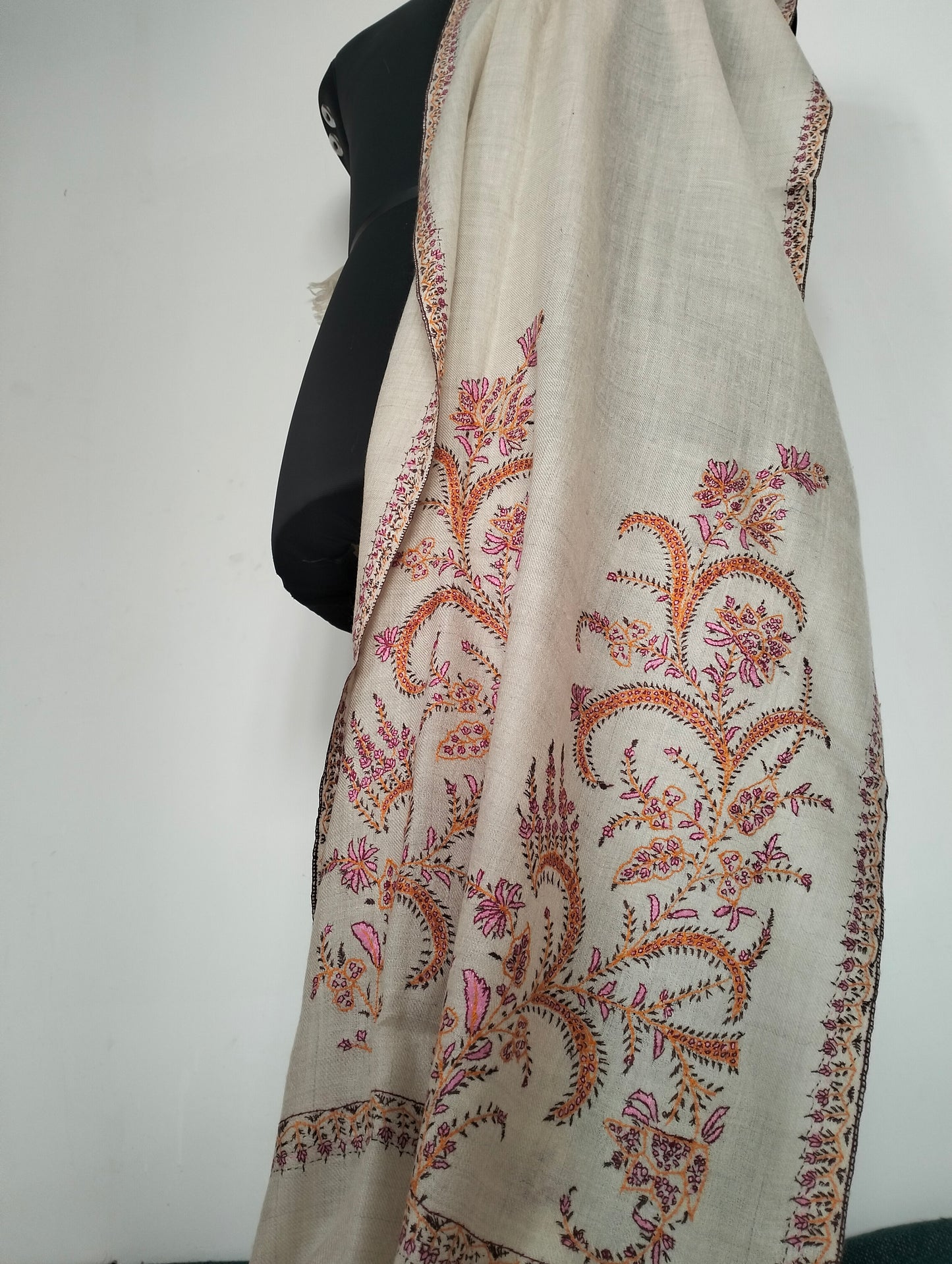 Hand weaved and hand embroidered palla needlework kashmiri Pashmina shawl, Bridesmaid gift wrap, gift for friend, gift for mom, christmas gift