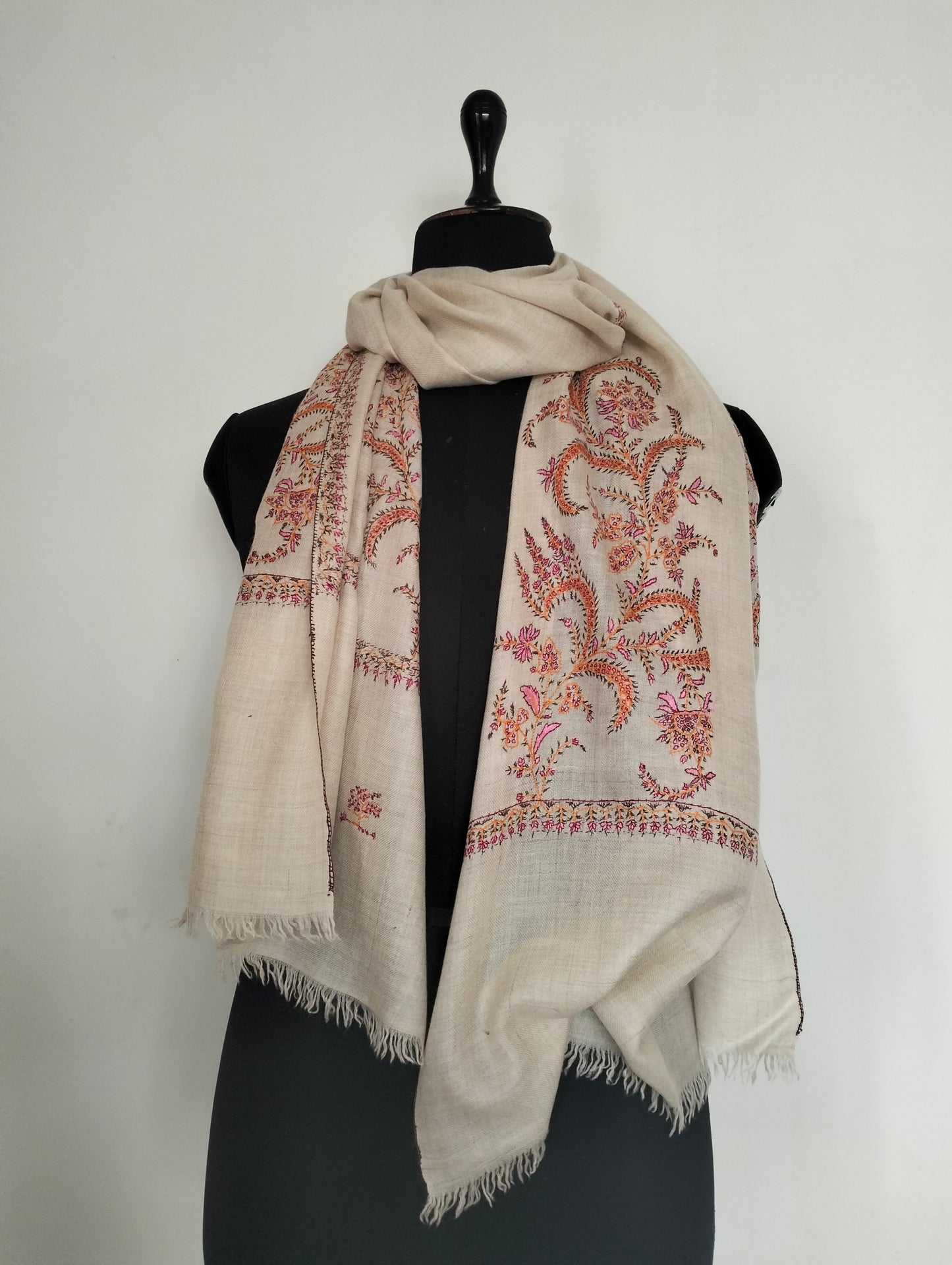 Hand weaved and hand embroidered palla needlework kashmiri Pashmina shawl, Bridesmaid gift wrap, gift for friend, gift for mom, christmas gift