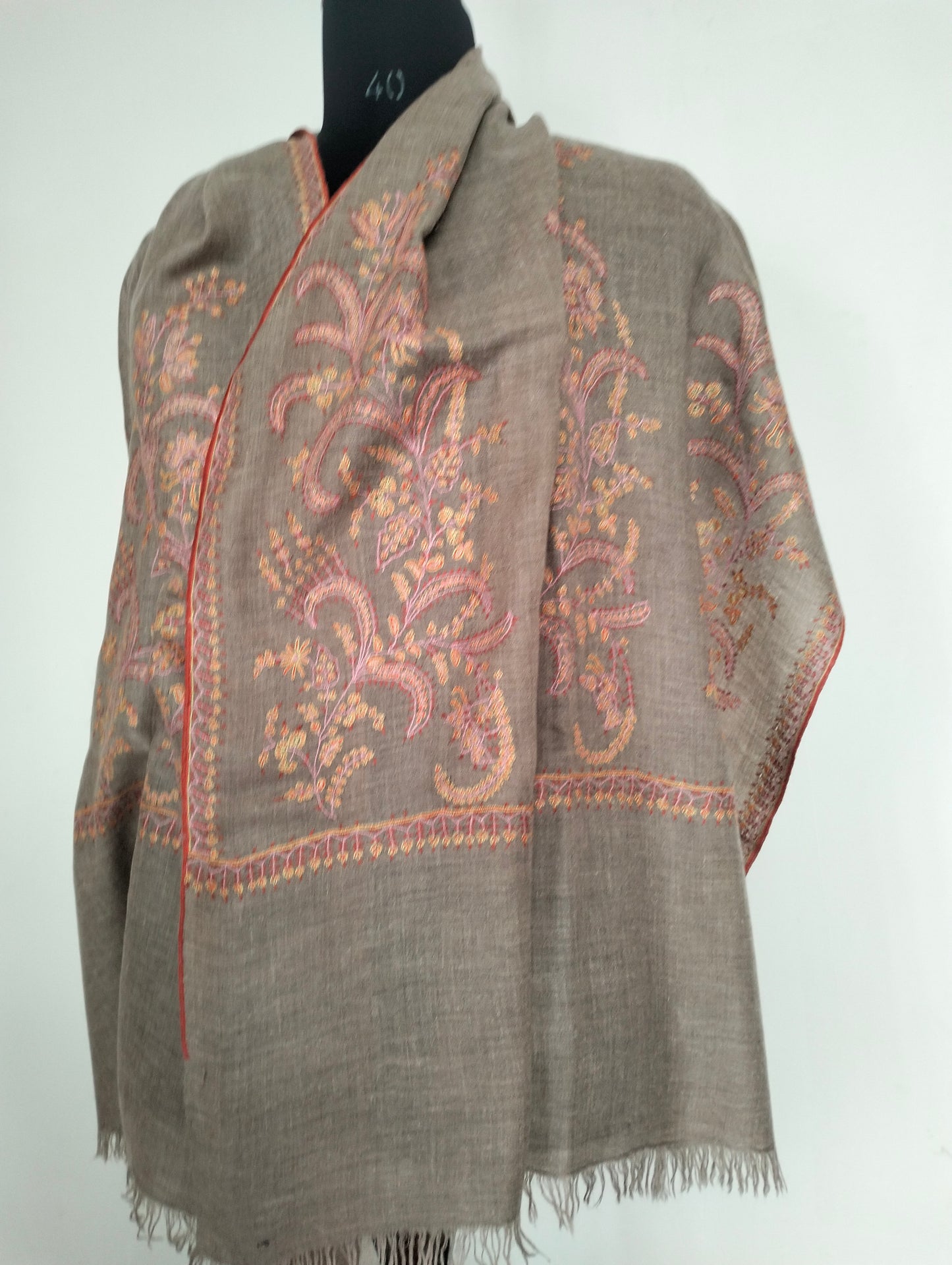 Hand weaved and hand embroidered palla needlework kashmiri Pashmina shawl, Bridesmaid gift wrap, gift for friend, gift for mom, christmas gift