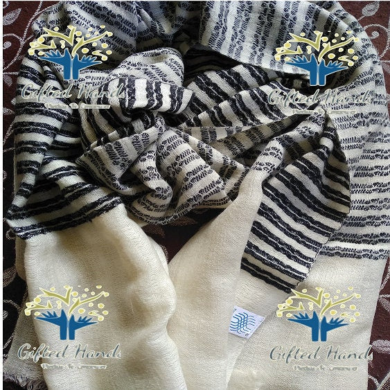 100% Cashmere Shawl/Scarf | Finest Kashmir Pashmina Fabric | Natural | 2 color | 2 ply | 140 yarn count | High Quality