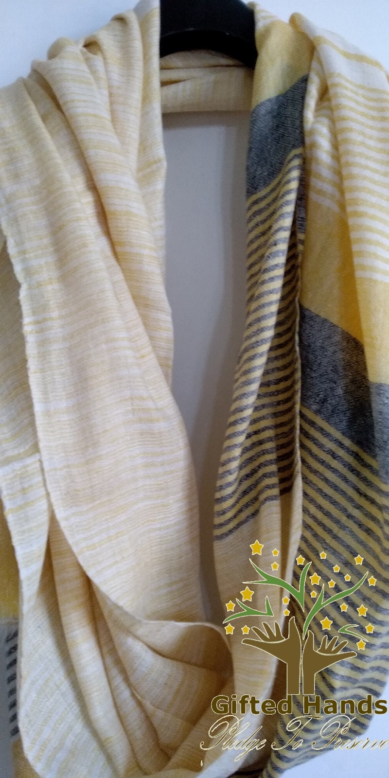 Pure Modern Design Handwoven Cashmere Pashmina Stole in Stripes