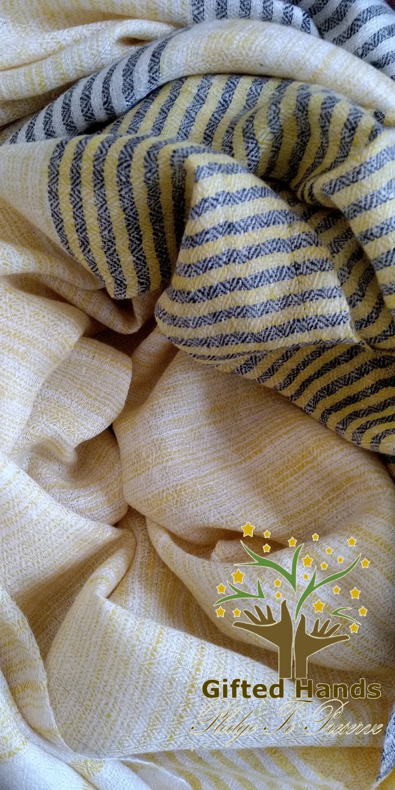 Pure Modern Design Handwoven Cashmere Pashmina Stole in Stripes
