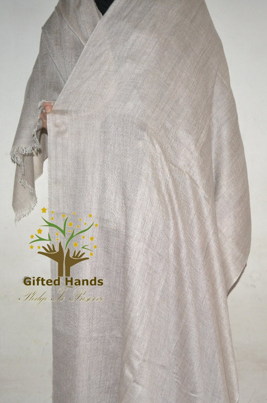 Certified Handloom Pashmina Shawl, Off White Handwoven Solid  Cashmere, Pashmina Scarf Finest Kashmir Pashmina , Christmas/Anniversary Gift