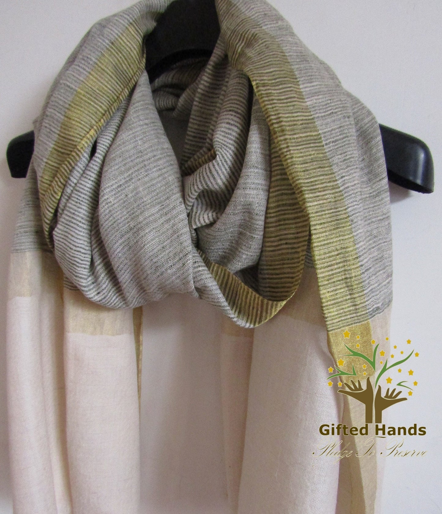 100% Cashmere Large size Shawl | Gold Zari | Handloomed | Finest Shawl Kashmir Pashmina Fabric |Multi Color| 140 yarn count | High Quality
