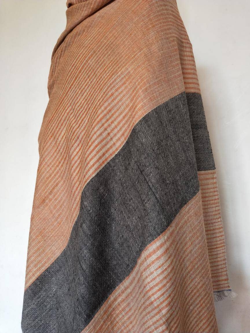 Handmade ikat tie and dye 100% pure kashmir pashmina scarf, bridesmaid scarf, fashionable and light, ethical and sustainable shawl
