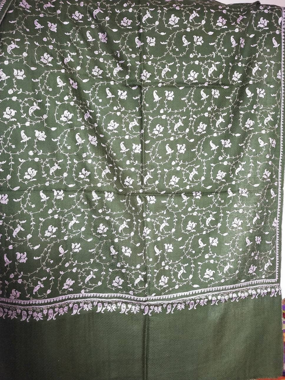 Hand weaved and Hand Embroidered 100% Pure premium and exclusive kashmiri Pashmina shawl, Bridesmaid gift, anniversary gift,