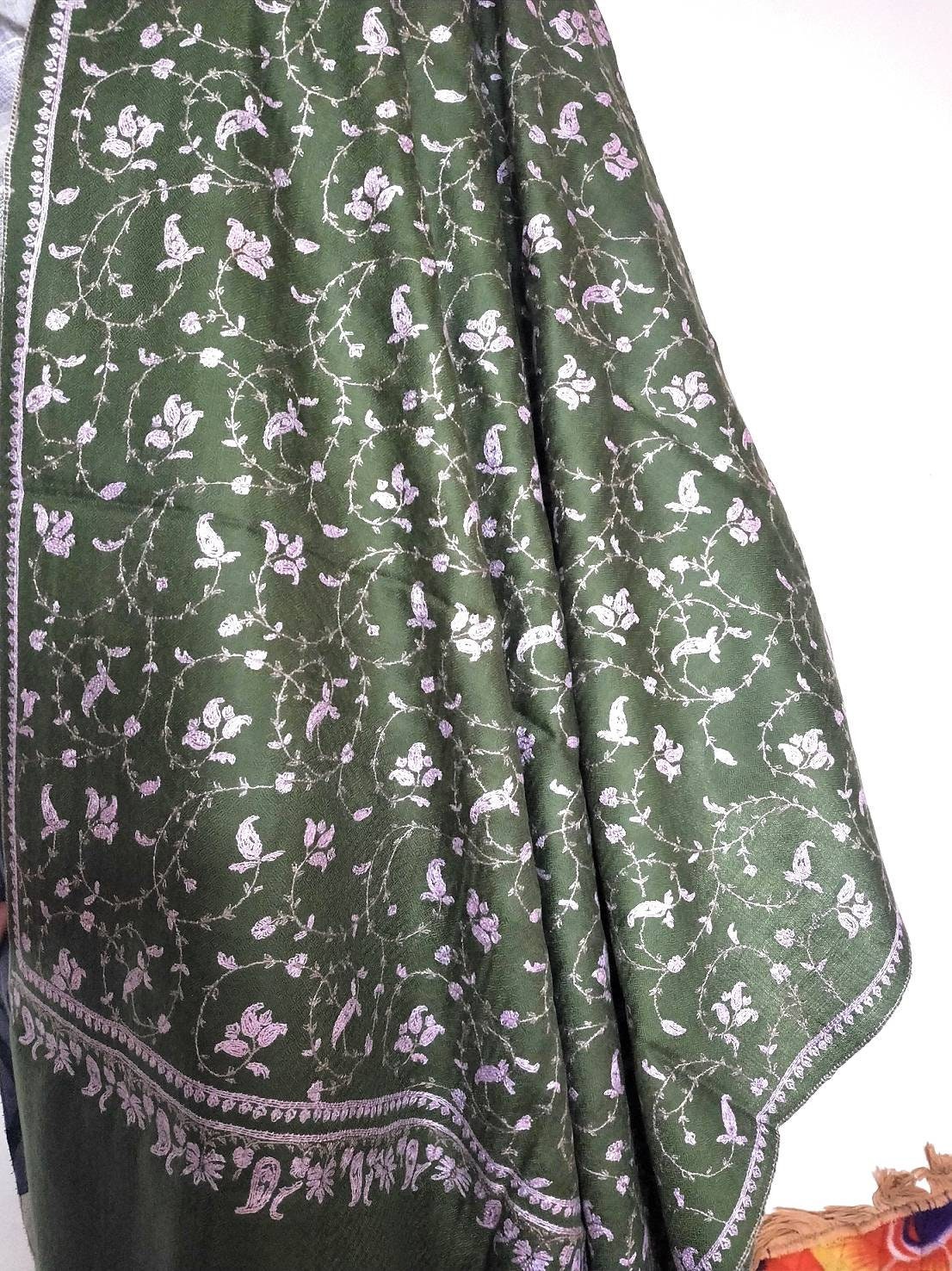 Hand weaved and Hand Embroidered 100% Pure premium and exclusive kashmiri Pashmina shawl, Bridesmaid gift, anniversary gift,