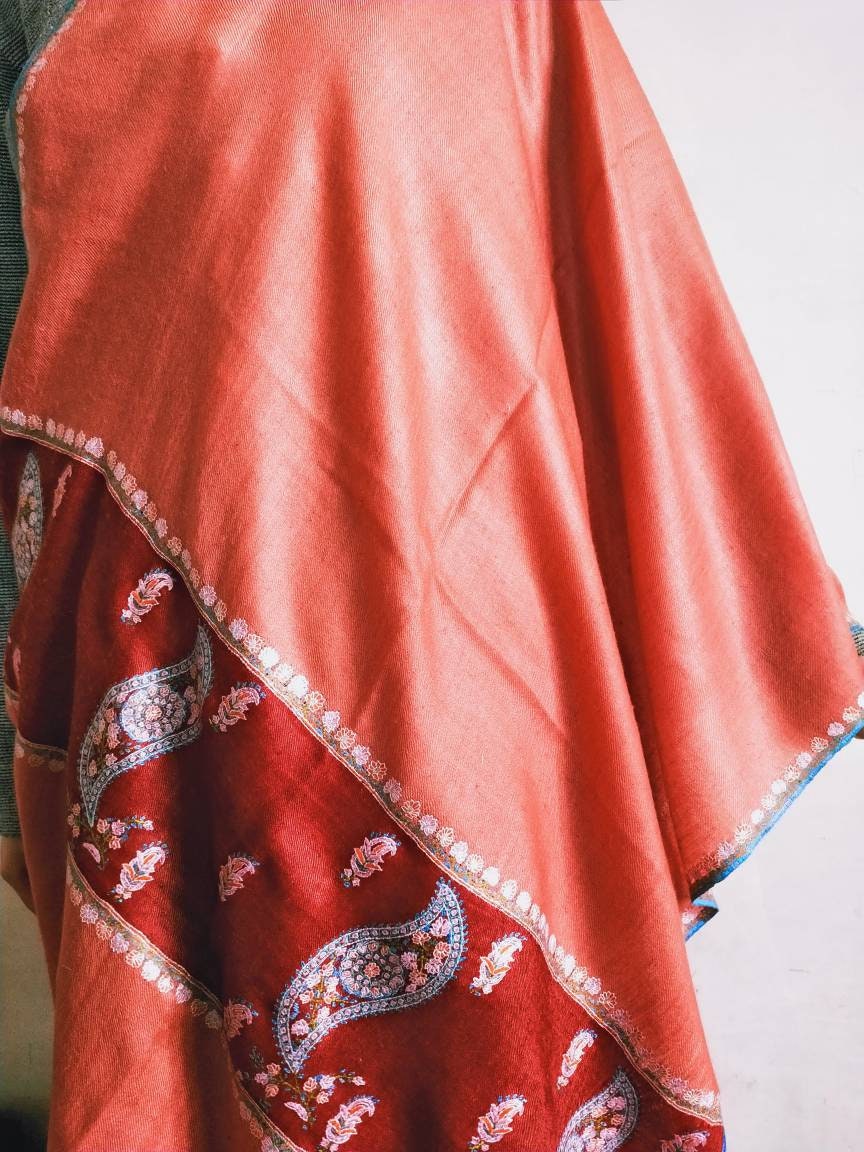 Handmade Premium and exclusive 100% pure kashmir pashmina paisely embroidered shawl, Bridesmaid gift, wedding shawl, anniversary shawl