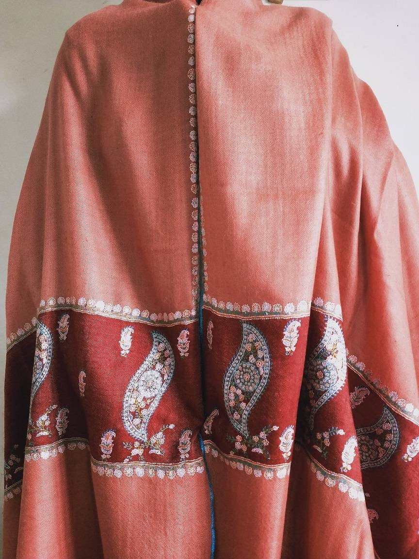 Handmade Premium and exclusive 100% pure kashmir pashmina paisely embroidered shawl, Bridesmaid gift, wedding shawl, anniversary shawl