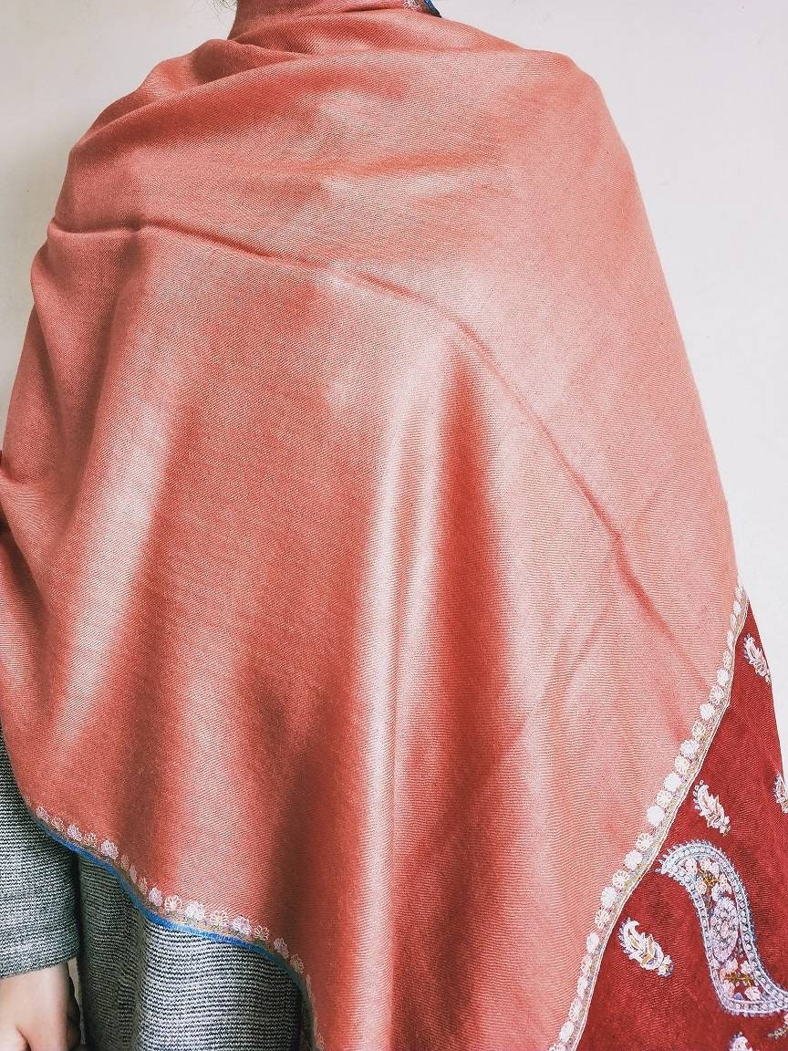 Handmade Premium and exclusive 100% pure kashmir pashmina paisely embroidered shawl, Bridesmaid gift, wedding shawl, anniversary shawl