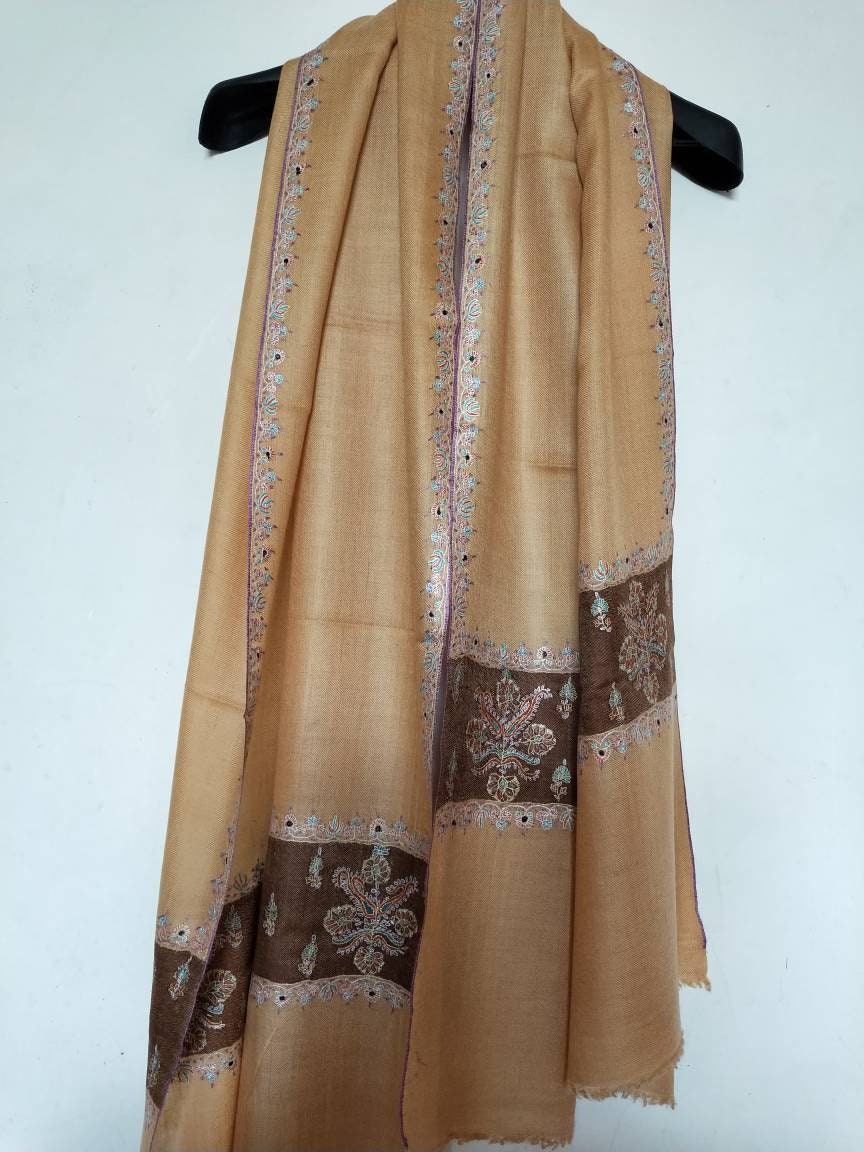 Handcrafted 100% pure kashmir pashmina palla embroidered sozni shawl, wedding gift, soft and luxurious royal accessory,