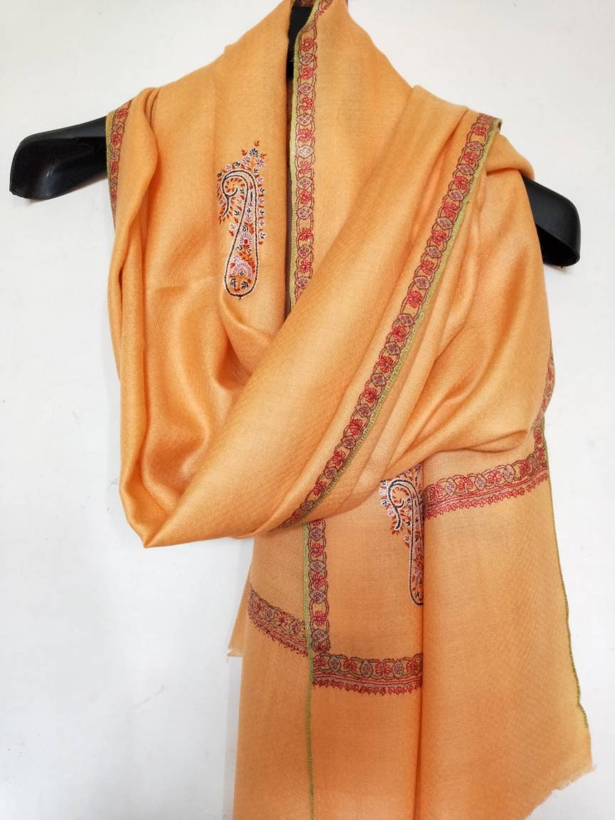 Handweaved and hand embroidered 100% kashmir pashmina shawl,sozni embroidered scarf, luxurious fashion accessories.