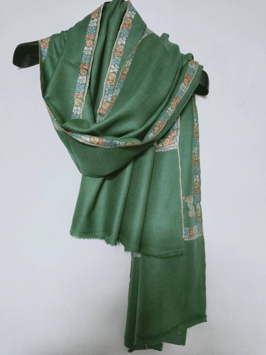 Handweaved and handembroidered finest quality Kashmir pashmina multicolor sozni embroidery shawl, Bridesmaid, anniversary wrap