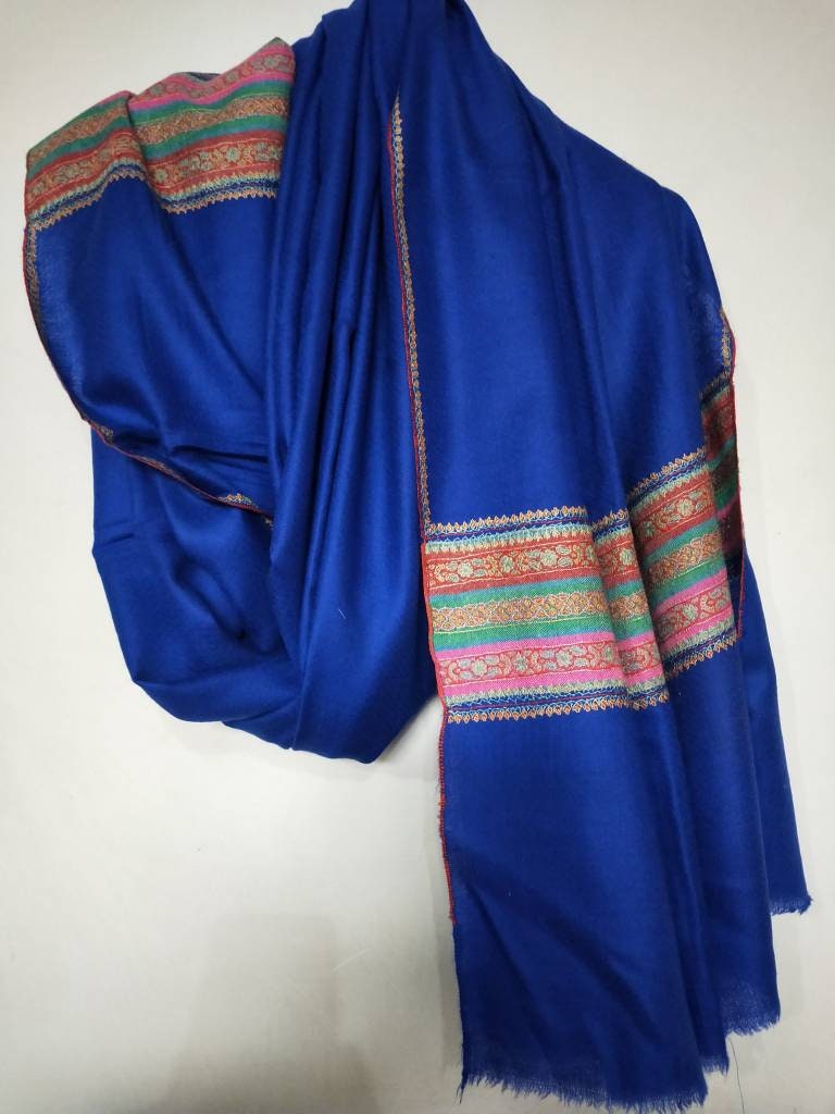 Handcrafted Royal Blue palla embroidered kashmir pashmina shawl,Nivhe and elegant fashion wrap,ultra soft light 200x100cm shawl