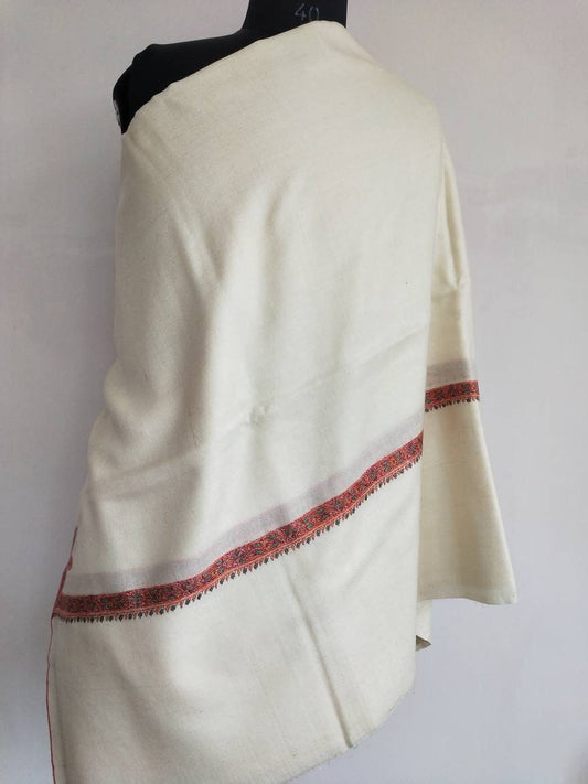Pure and original premium Cashmere extra large sozni embroidered schal,white  kashmiri pashmina meditation shawl luxurious and soft cashmere