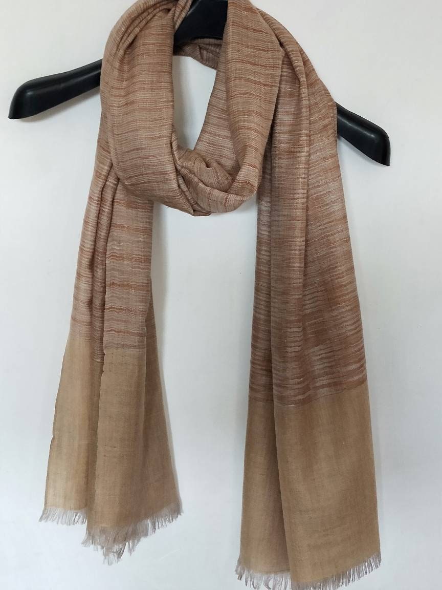 Terracotta inspired Cashmere| Handloomed | Women Scarf/Shawl | Finest Kashmir Pashmina Fabric | Natural | Christmas Gift | Haloween Gift|