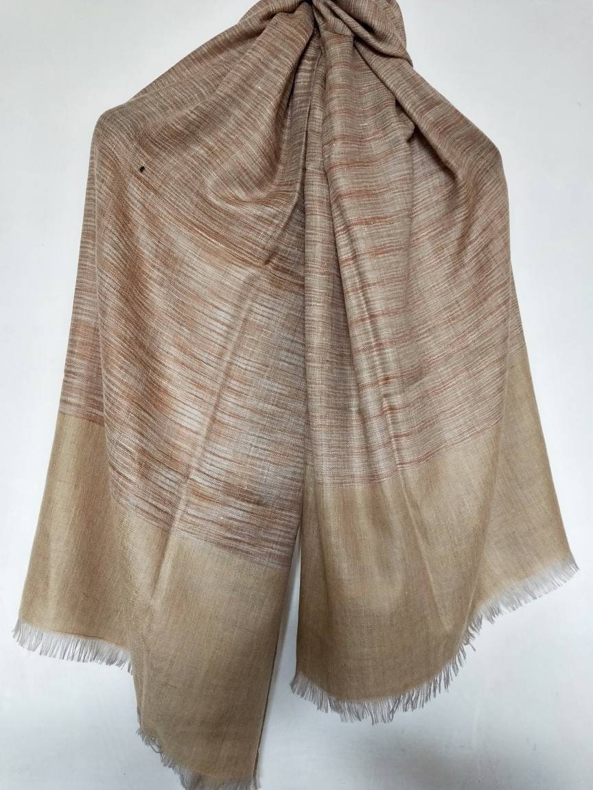 Terracotta inspired Cashmere| Handloomed | Women Scarf/Shawl | Finest Kashmir Pashmina Fabric | Natural | Christmas Gift | Haloween Gift|