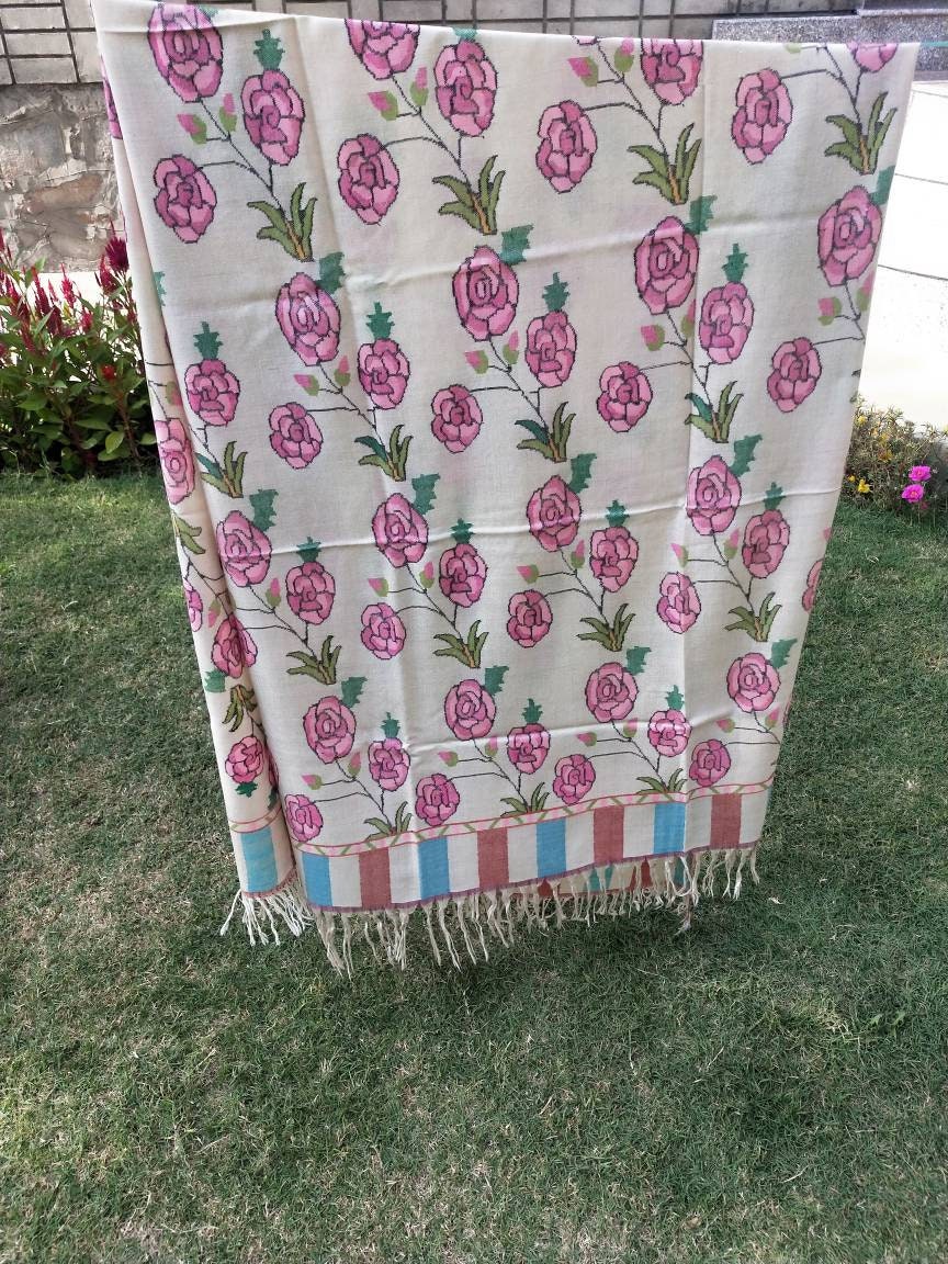 Premium and Exclusive Handcrafted Kani weave cashmere pashmina extra large wedding shawl, anniversary gift, thanksgiving