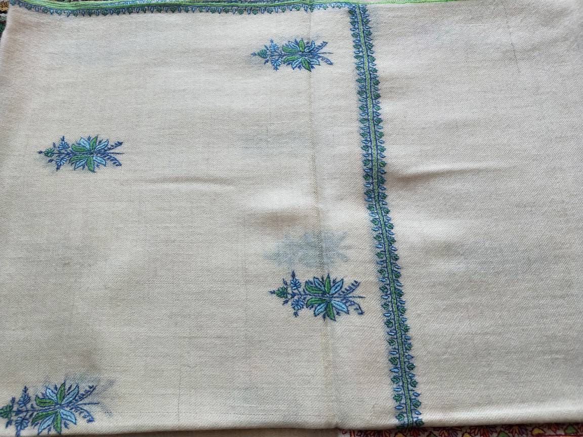 Hand woven Kashmiri pashmina  heirloom floral motifs with rich and natural tones, any-occasion shawl, silhouettes party vibe oversized wrap.