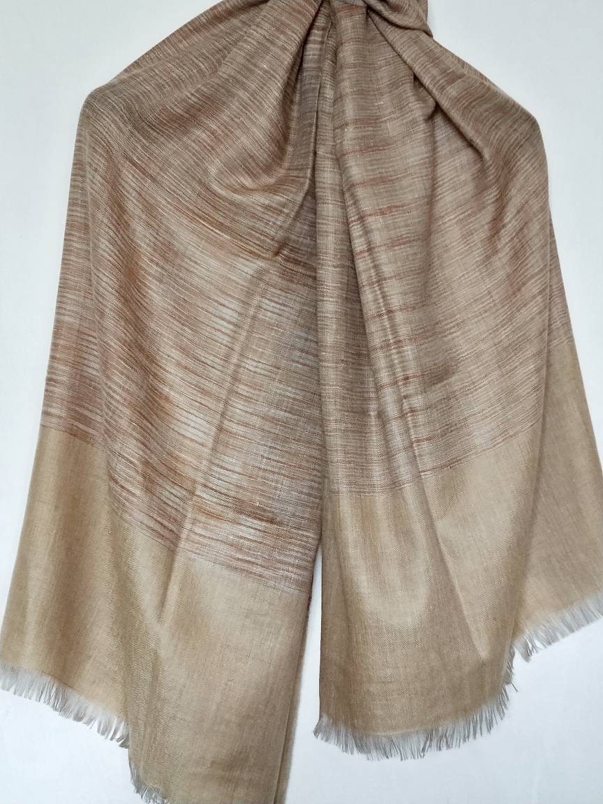Terracotta inspired Cashmere| Handloomed | Women Scarf/Shawl | Finest Kashmir Pashmina Fabric | Natural | Christmas Gift | Haloween Gift|