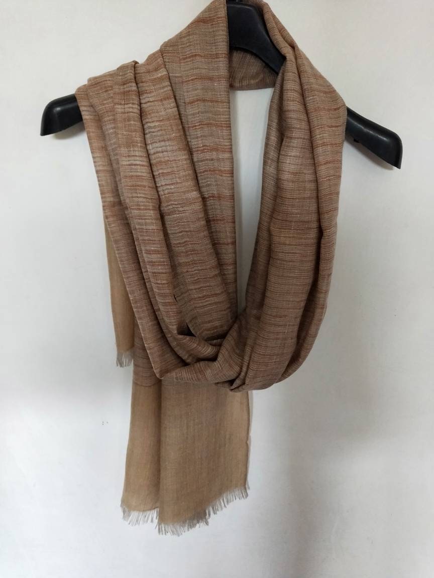 Terracotta inspired Cashmere| Handloomed | Women Scarf/Shawl | Finest Kashmir Pashmina Fabric | Natural | Christmas Gift | Haloween Gift|