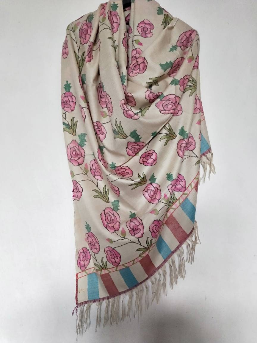 Premium and Exclusive Handcrafted Kani weave cashmere pashmina extra large wedding shawl, anniversary gift, thanksgiving