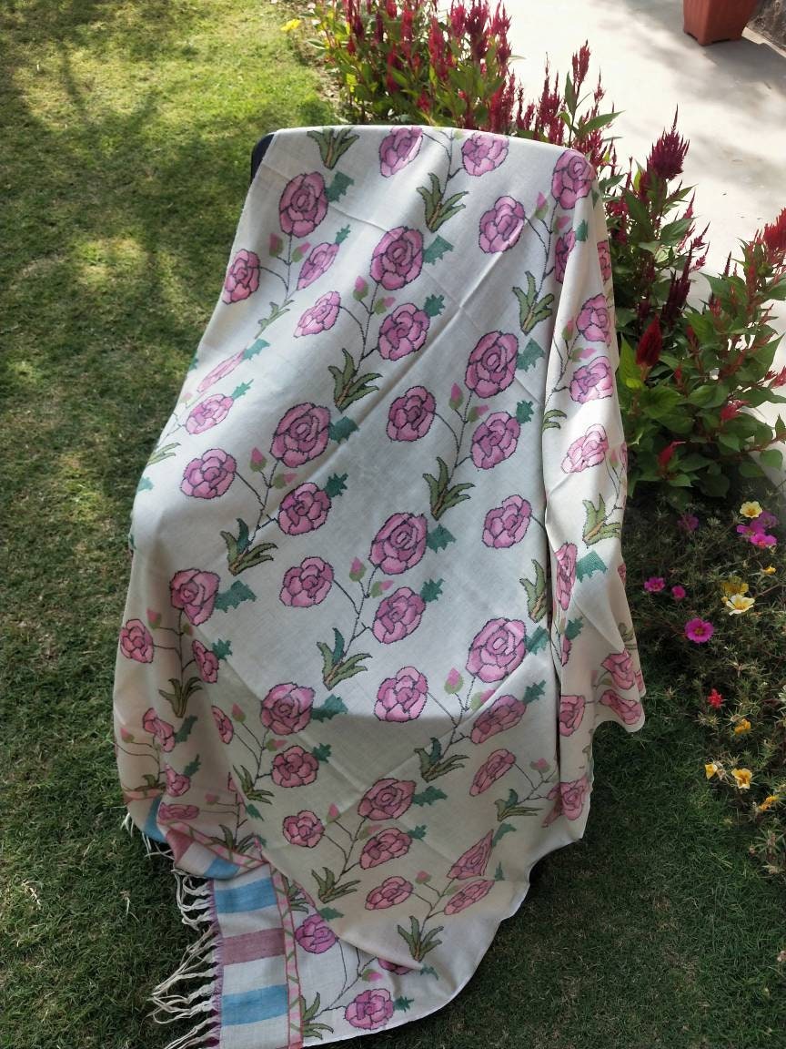 Premium and Exclusive Handcrafted Kani weave cashmere pashmina extra large wedding shawl, anniversary gift, thanksgiving