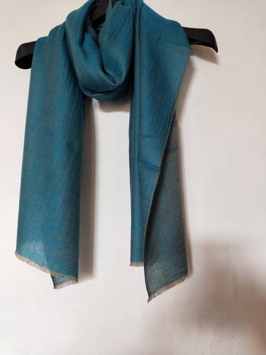 Kashmir pashmina reversible ultra luxurious soft and warm 100% Pure changthangi Cashmere, wedding gift, anniversary scarf,  Blue fashionable