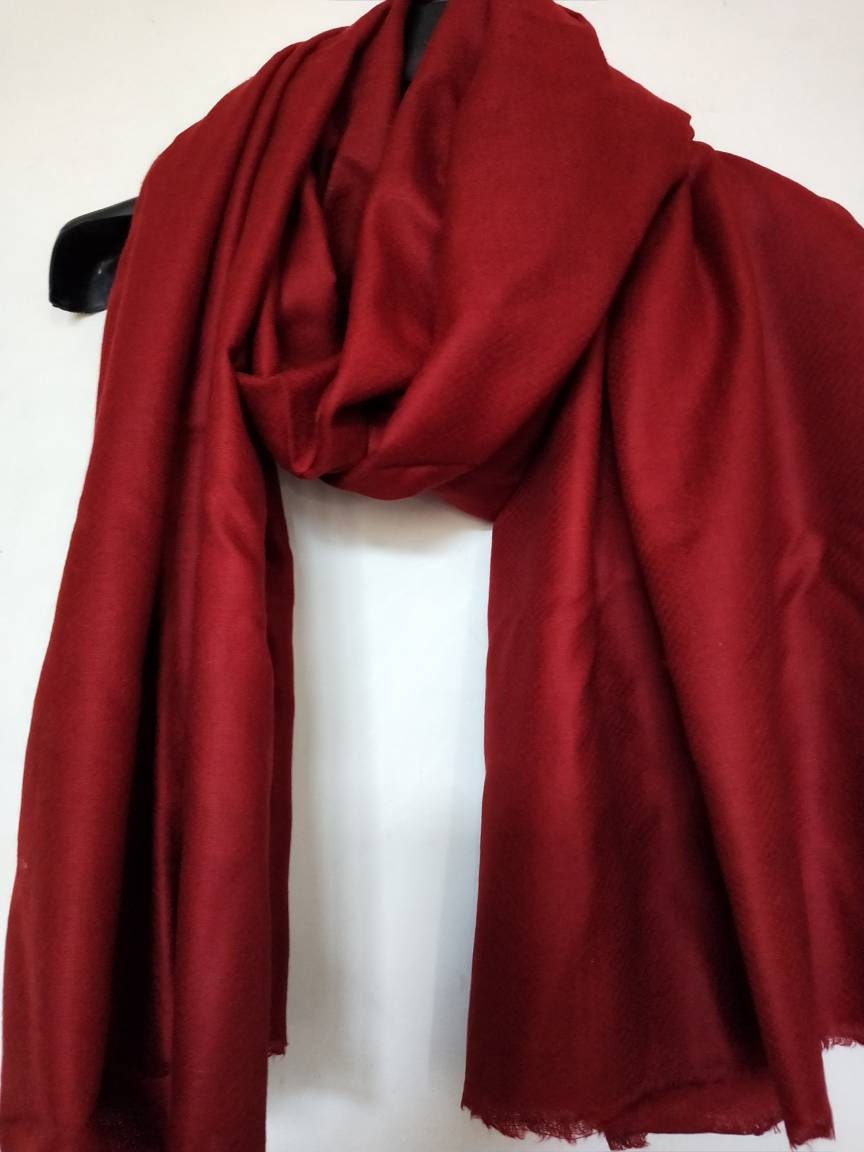Extra Large 100% pure Handmade Cashmere Maroon shawl