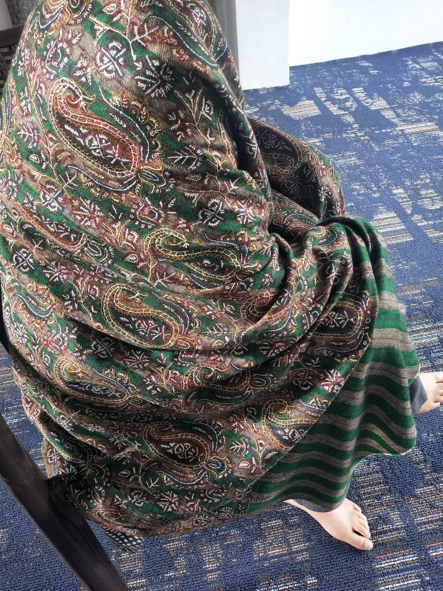 Jamawar shawl, Multicolor premium Cashmere sozni embroidered shawl, wedding wrap, anniversary gift. 105 x 205 cm large wrap, Christmas gift,