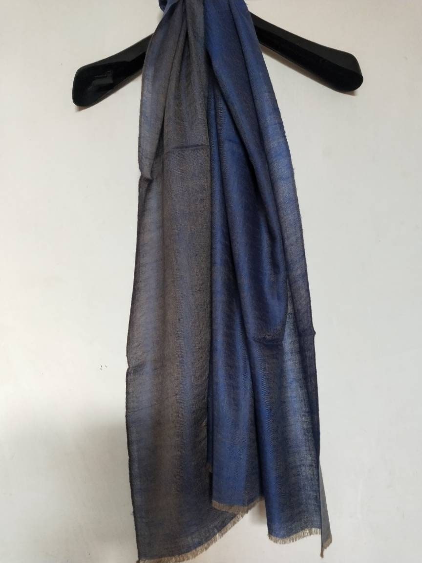 Christmas shawl Kashmir pashmina reversible ultra luxurious soft and warm 100% Pure changthangi Cashmere, Royal Blue scarf, Travel wrap