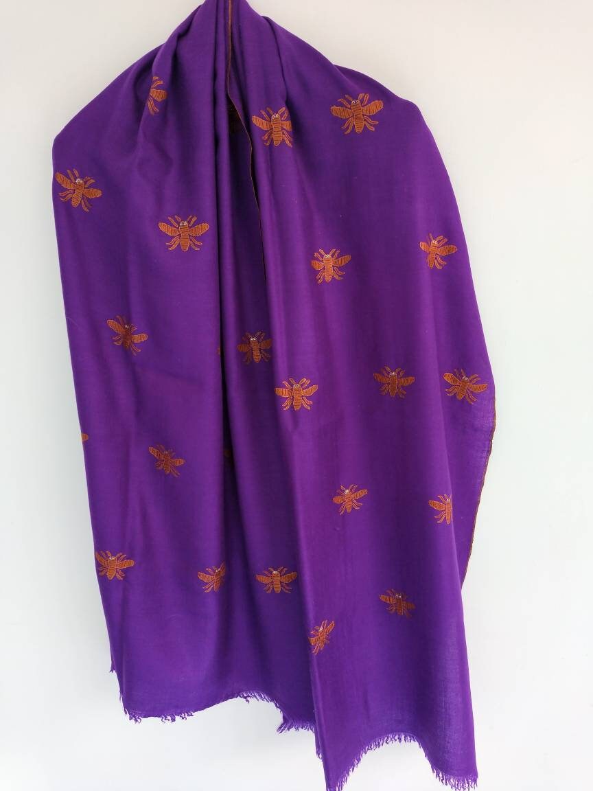 Handcrafted 100% pure kashmiri pashmina sozni  bootah embroidered shawl, anniversary present, meditation fashion scarf, Christmas gift