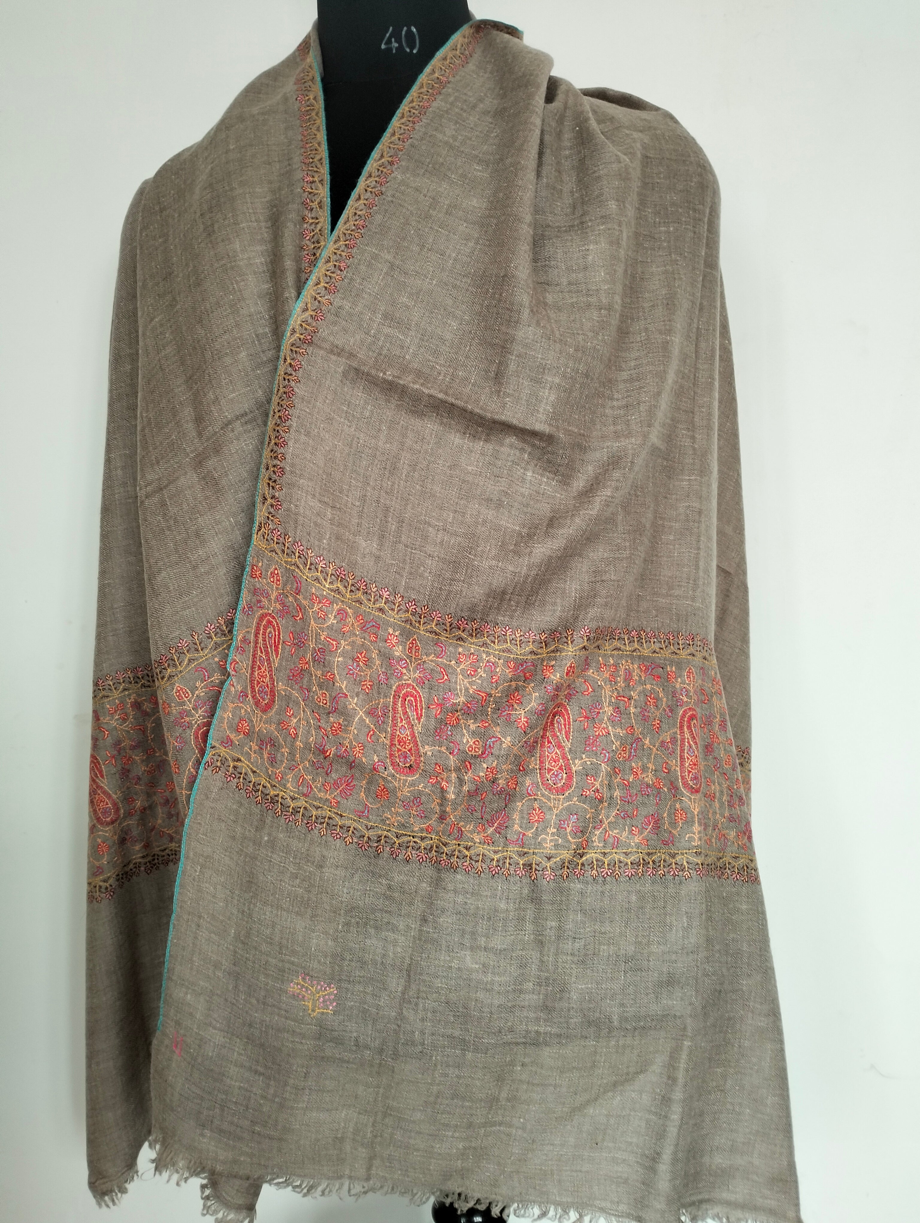 Hand weaved and hand embroidered palla needlework kashmiri