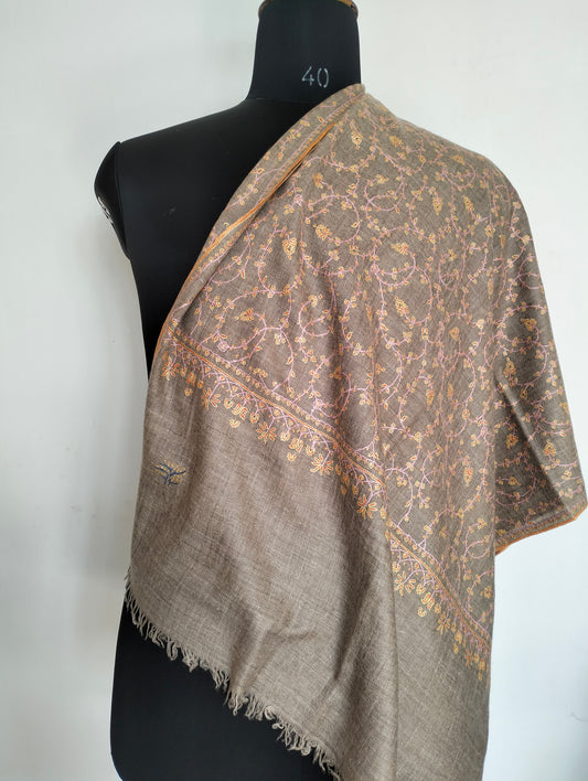 Handmade Needle work sozni embroidered Kashmir women shawl, weddingShawl, Valentine's gift, anniversarygift, cashmere Shawl, Natural pashmina scarf