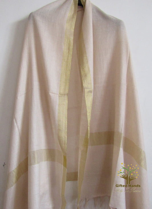 Fathers day gift, Cashmere Large size Shawl,  Gold Zari, Handloom scarf, Kashmiri shawl Pashmina Fabric, gift for girlfriend co-worker,