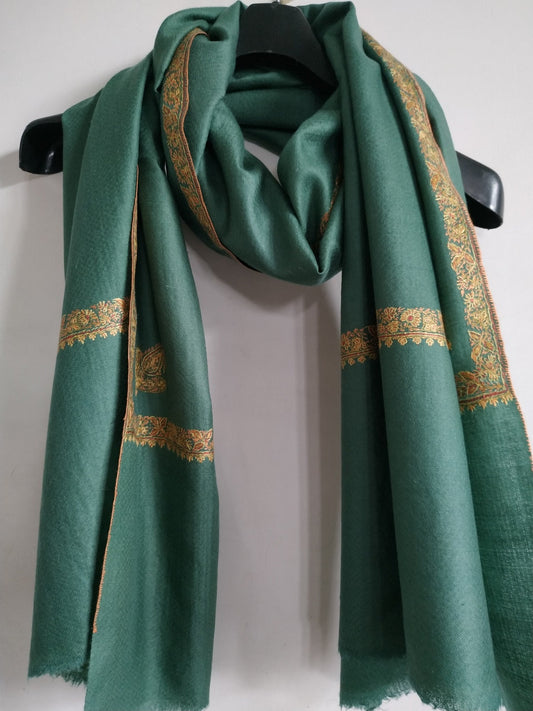 Sozni  Border Embroidered Hashidar Kahmir Pashmina Shawl 105 x 205 cm, wedding wrap, Engagement wrap. Bridal shawl
