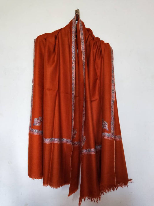Handmade and Hand embroidered 100% origibal Border embroidered kashmir pashmina shawl