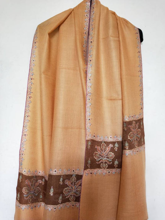 Handcrafted 100% pure kashmir pashmina palla embroidered sozni shawl, wedding gift, soft and luxurious royal accessory,