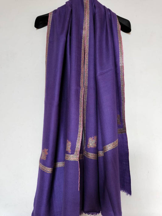 Handwoven and handembroidered 100% pure kashmir pashmina purple color women shawl,Christmas gift,winter scarf, fashion accessories.