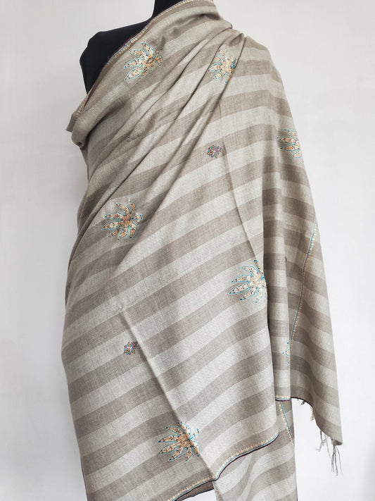 chinar embroidered Motifs Pure Cashmere Wrap, Mother's day gift, Travel wrap, wedding scarf, Kashmir Pashmina Shawl, Soft & Large accessory