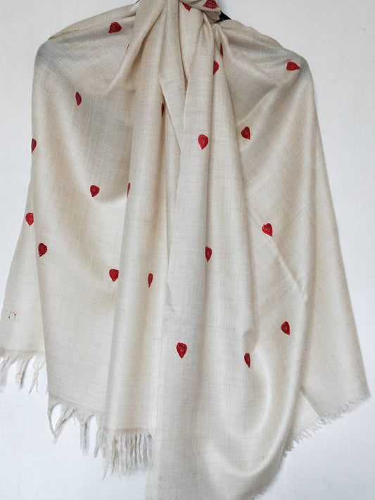 Cashmere premium meditation schal, white kashmiri shawl, Hand embroidery, anniversary present, fashion scarf, gift for her, love scarf