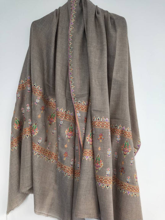 Christmas gift natural sozni embroidered cashmere wrap, wedding scarf, valentine shawl, kashmiri shawl personalised pashmina 115 x 205 cm