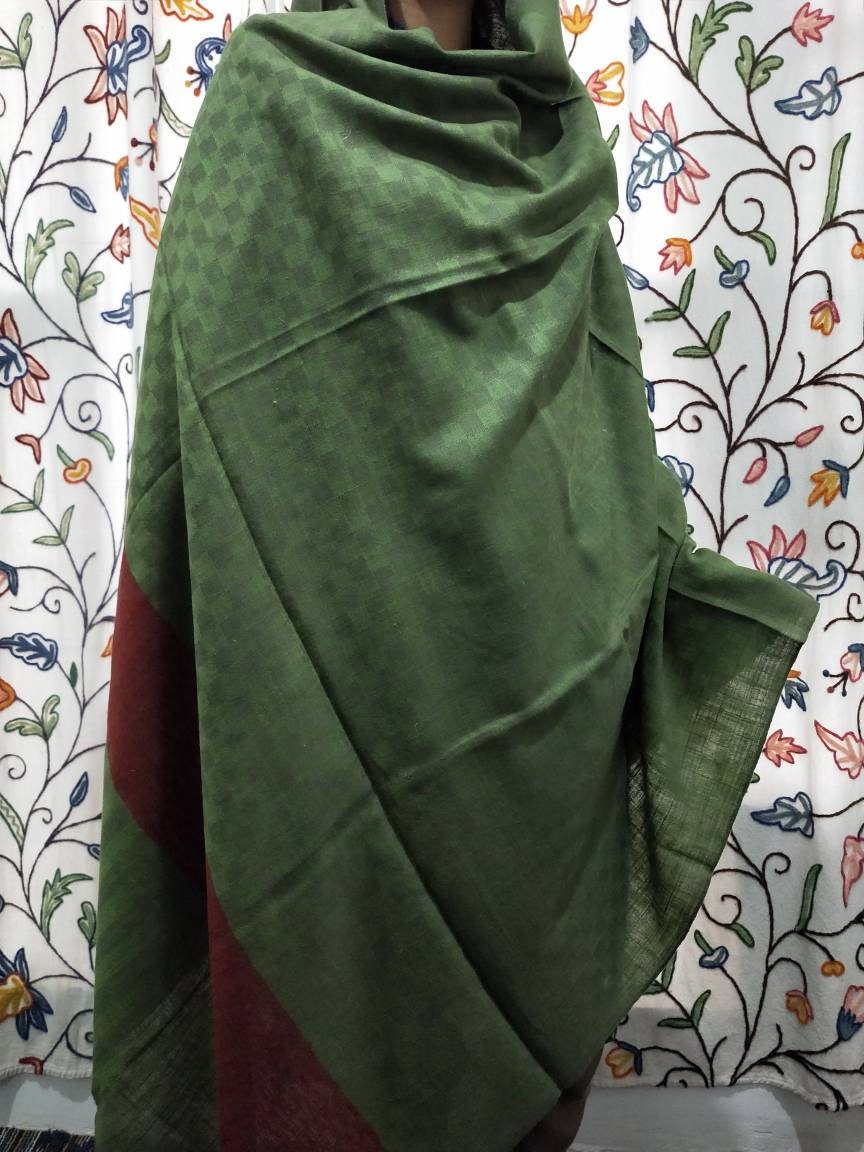 Handcrafted 100% pure complex window weave reversible kashmir pashmina big shawl, meditation wrap, scarf, wedding bridesmaid gift.