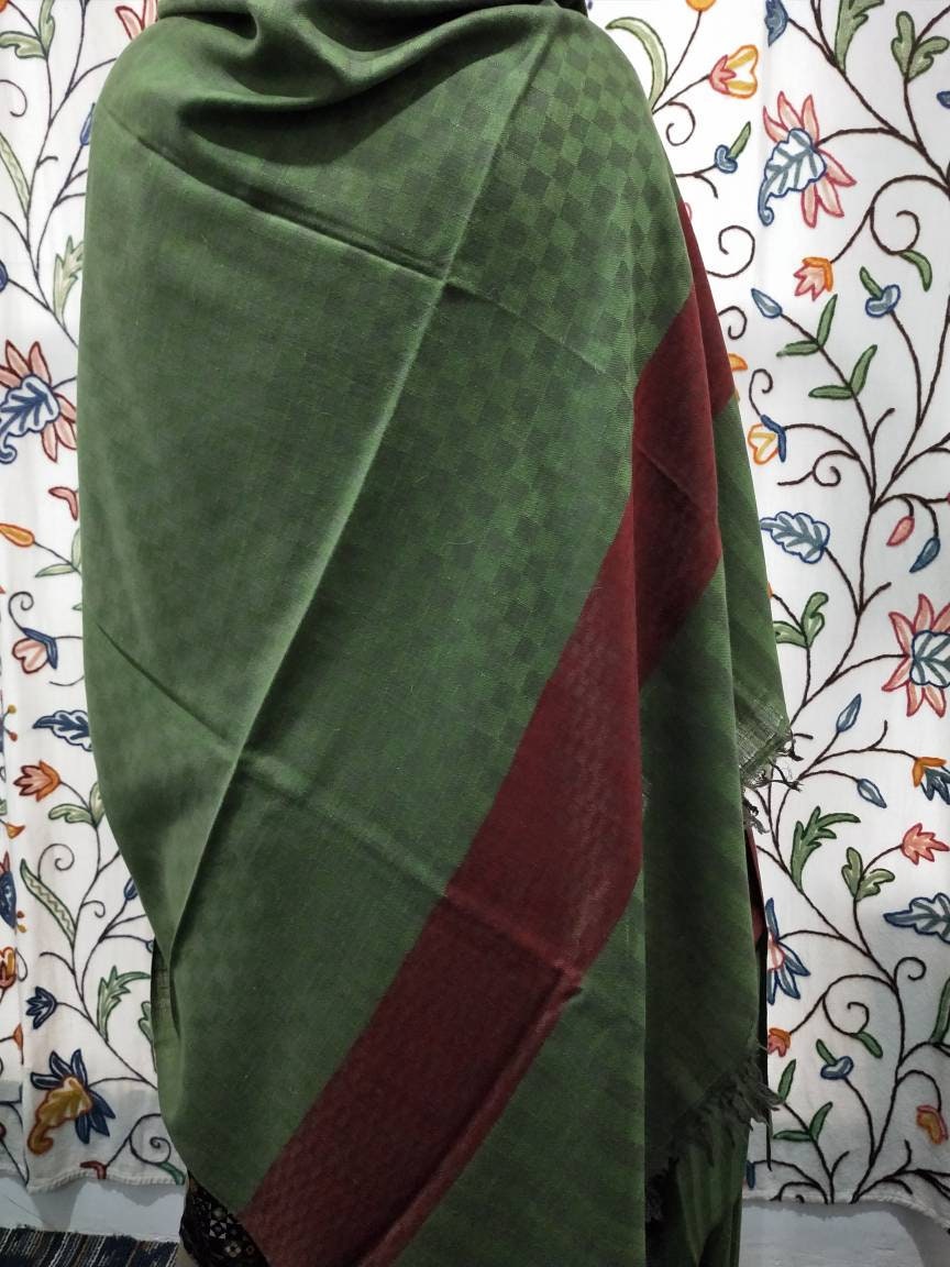 Handcrafted 100% pure complex window weave reversible kashmir pashmina big shawl, meditation wrap, scarf, wedding bridesmaid gift.