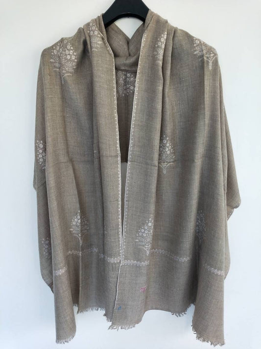 Handcrafted 100% pure kashmiri pashmina sozni  bootah embroidered shawl, anniversary present, meditation fashion scarf, Bridal gift