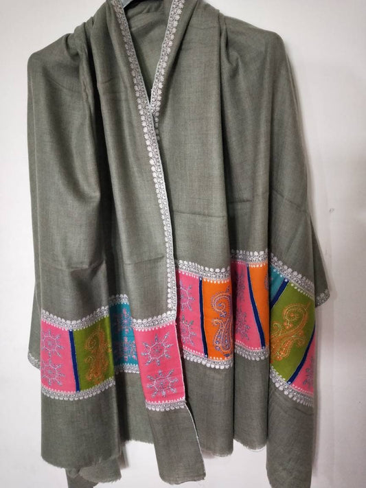Christmas gift Handmade Kashmiri pashmina  embroidered shawl, wedding cashmere schal, Travel wrap wedding scarf, Classical pashmina shawl